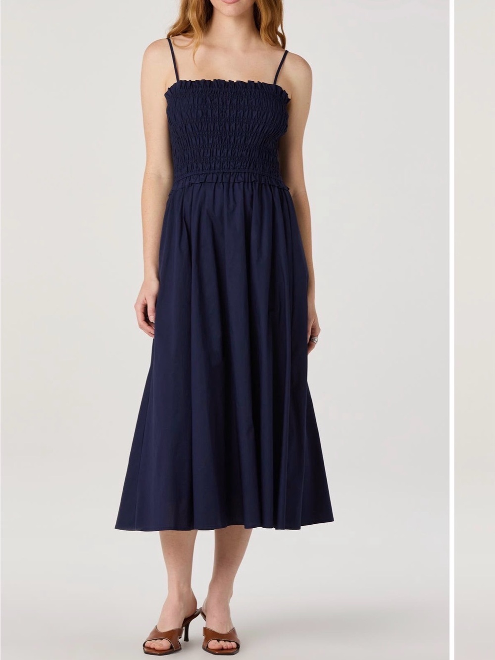 ASTR the Label Smocked A Line Midi Dress - Navy